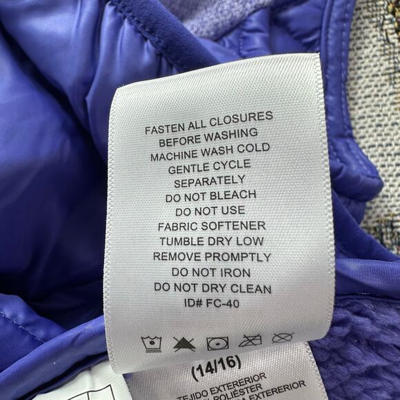 Free Country Hybrid Puffer Fleece Vest Womens Large 14/16 Purple Pockets New - Picture 8 of 10